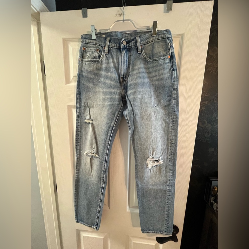 Levi's Light Blue Ripped Straight Jeans